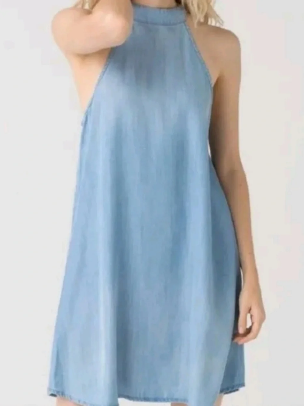 Cloth & Stone Anthropologie Faded Chambray Halter Midi Dress M
